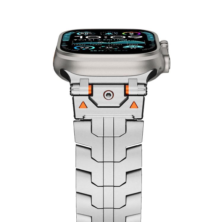 For Apple Watch 46mm / 49mm / 45mm / 44mm Stainless Steel Iron Man Butterfly Buckle Metal Watch Band(Silver) by bashfashion