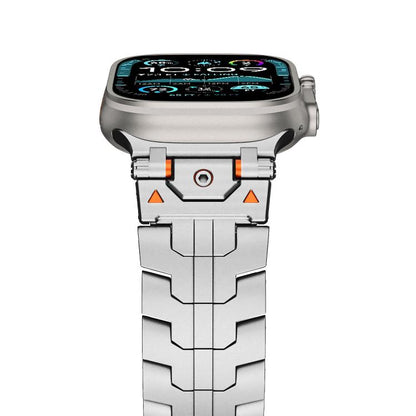 For Apple Watch 46mm / 49mm / 45mm / 44mm Stainless Steel Iron Man Butterfly Buckle Metal Watch Band(Silver) by bashfashion
