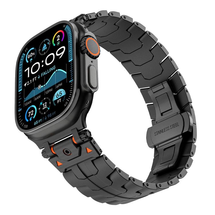 For Apple Watch 42mm / 41mm / 40mm / 38mm Stainless Steel Iron Man Butterfly Buckle Metal Watch Band(Black) by bashfashion