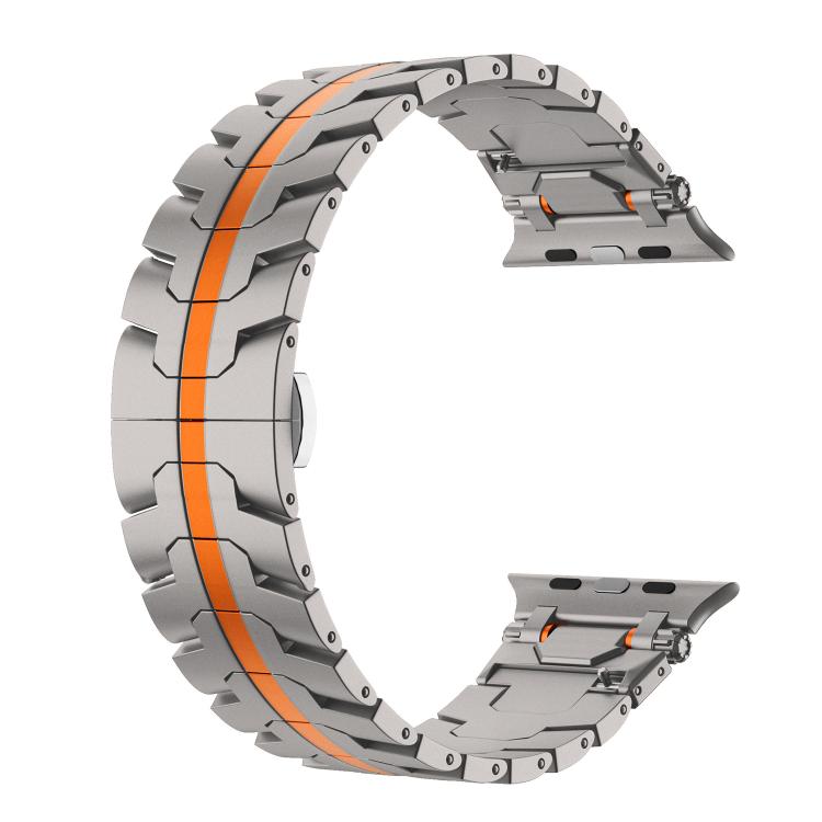 For Apple Watch 42mm / 41mm / 40mm / 38mm Stainless Steel Iron Man Butterfly Buckle Metal Watch Band(Titanium Color Orange) by bashfashion