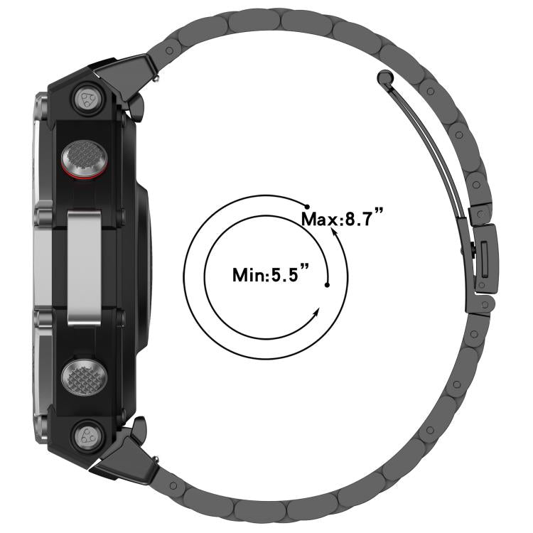 For Amazfit T-REX 3 Three Beads Stainless Steel Metal Watch Band(Silver) by bashfashion