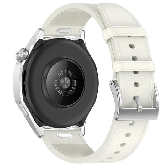 For Huawei Watch GT 5 46mm Press Button 22mm Leather Watch Band(White) by bashfashion