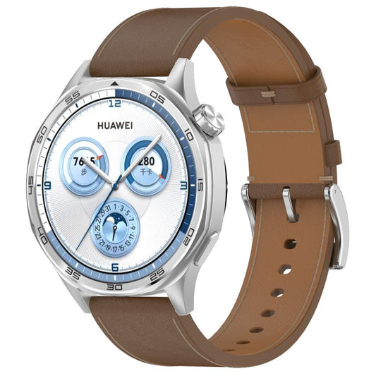 For Huawei Watch GT 5 46mm Press Button 22mm Leather Watch Band(Brown) by bashfashion