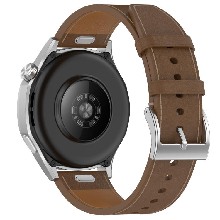For Huawei Watch GT 5 46mm Press Button 22mm Leather Watch Band(Brown) by bashfashion
