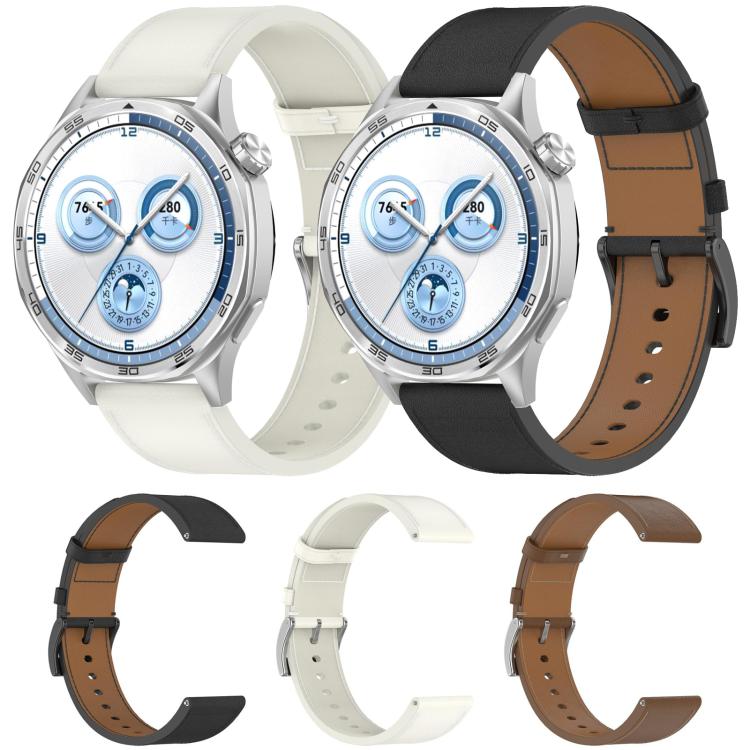 For Huawei Watch GT 5 46mm Press Button 22mm Leather Watch Band(Brown) by bashfashion