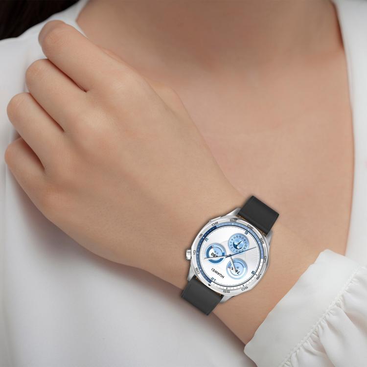 For Huawei Watch GT 5 46mm Press Button 22mm Leather Watch Band(Black) by bashfashion