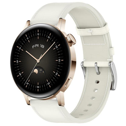 For Huawei Watch GT 3 42mm Press Button 20mm Leather Watch Band(White) by bashfashion