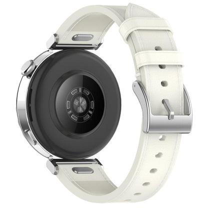 For Huawei Watch GT 3 42mm Press Button 20mm Leather Watch Band(White) by bashfashion