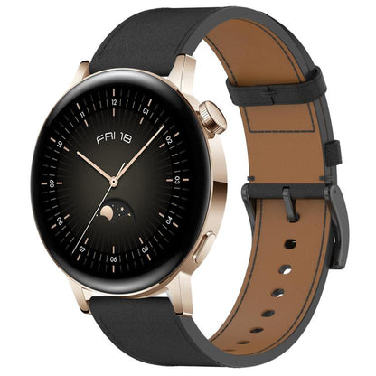 For Huawei Watch GT 3 42mm Press Button 20mm Leather Watch Band(Black) by bashfashion