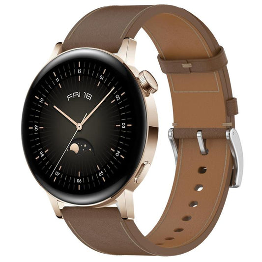 For Huawei Watch GT 3 42mm Press Button 20mm Leather Watch Band(Brown) by bashfashion