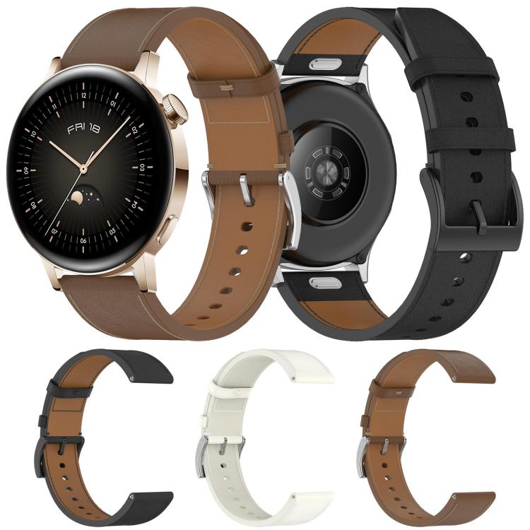 For Huawei Watch GT 3 42mm Press Button 20mm Leather Watch Band(Black) by bashfashion