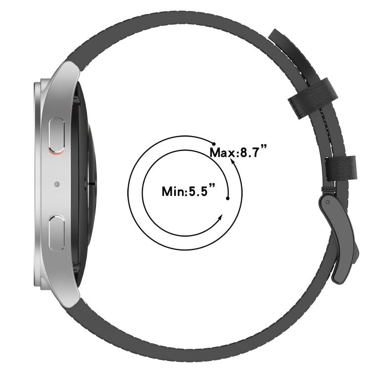 For Samsung Galaxy Watch 7 Press Button 20mm Leather Watch Band(Black) by bashfashion