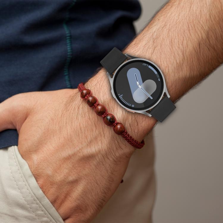 For Samsung Galaxy Watch 7 Press Button 20mm Leather Watch Band(Brown) by bashfashion