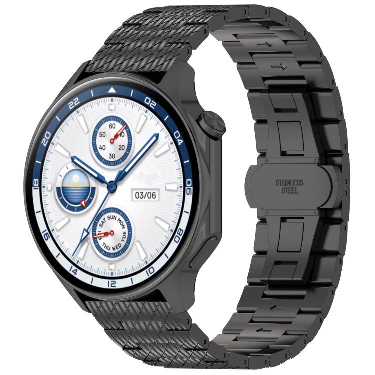 For OPPO Watch X2 Twill Texture Stainless Steel Metal Watch Band(Black) by bashfashion