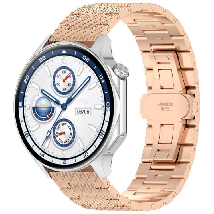 For OPPO Watch X2 Twill Texture Stainless Steel Metal Watch Band(Rose Gold) by bashfashion
