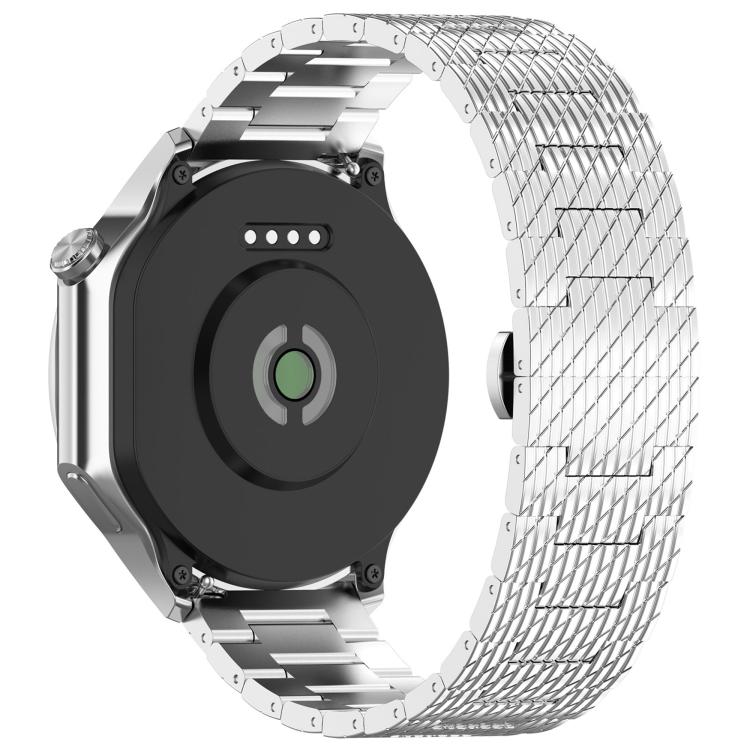 For OPPO Watch X2 Twill Texture Stainless Steel Metal Watch Band(Silver) by bashfashion