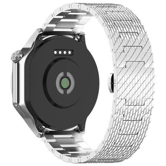 For OPPO Watch X2 Twill Texture Stainless Steel Metal Watch Band(Silver) by bashfashion