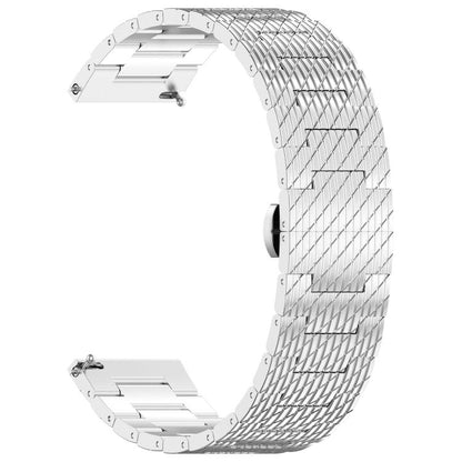 For OPPO Watch X2 Twill Texture Stainless Steel Metal Watch Band(Silver) by bashfashion