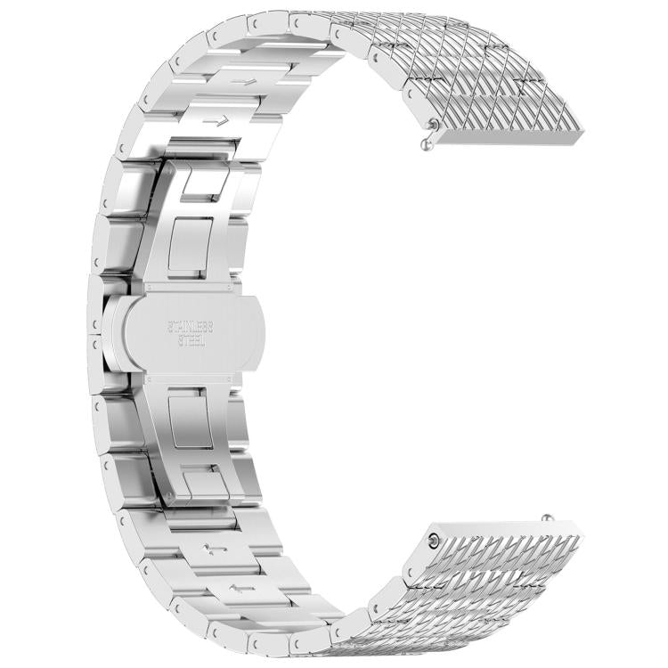 For OPPO Watch X2 Twill Texture Stainless Steel Metal Watch Band(Silver) by bashfashion