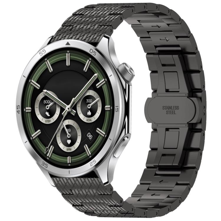 For OnePlus Watch 3 Twill Texture Stainless Steel Metal Watch Band(Black) by bashfashion