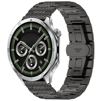 For OnePlus Watch 3 Twill Texture Stainless Steel Metal Watch Band(Black) by bashfashion