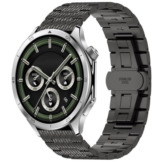 For OnePlus Watch 3 Twill Texture Stainless Steel Metal Watch Band(Black) by bashfashion