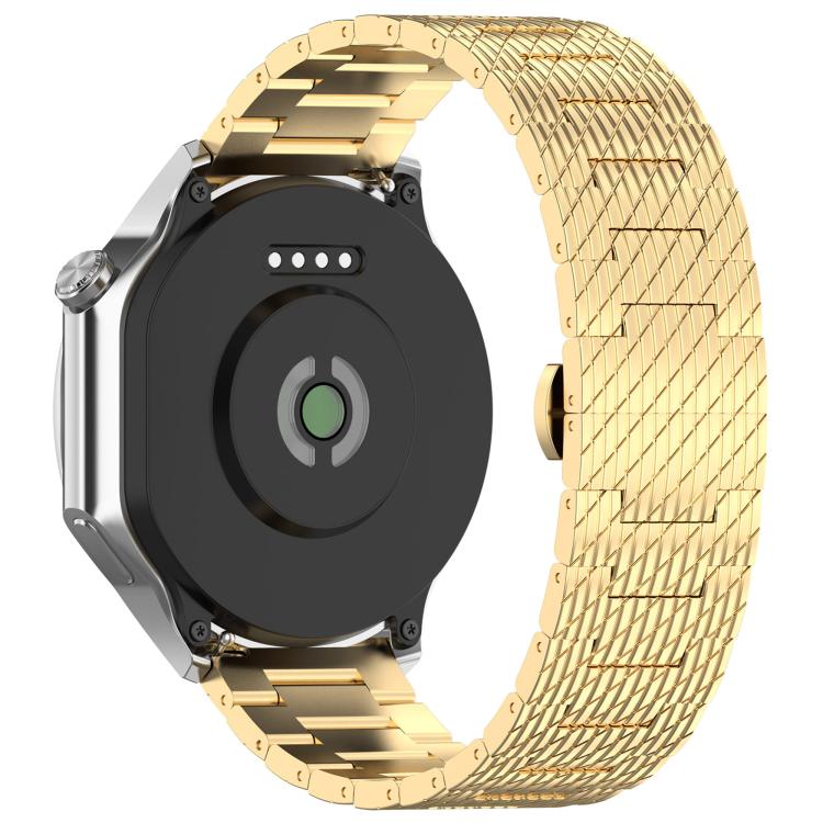 For OnePlus Watch 3 Twill Texture Stainless Steel Metal Watch Band(Gold) by bashfashion