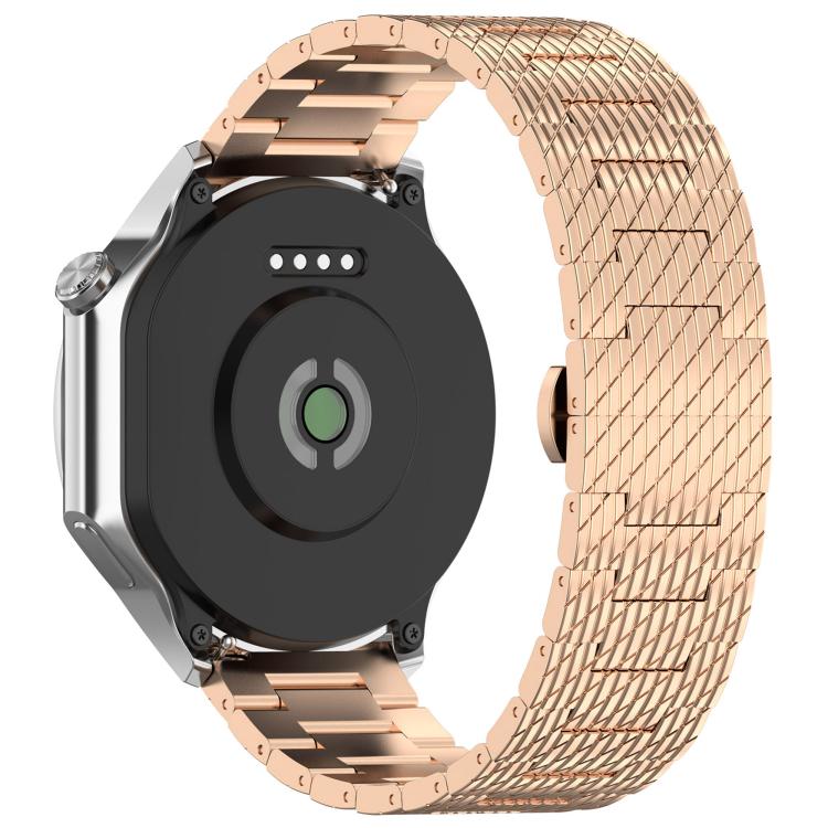 For OnePlus Watch 3 Twill Texture Stainless Steel Metal Watch Band(Rose Gold) by bashfashion