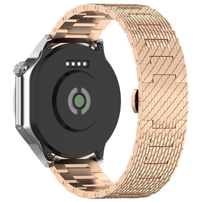 For OnePlus Watch 3 Twill Texture Stainless Steel Metal Watch Band(Rose Gold) by bashfashion