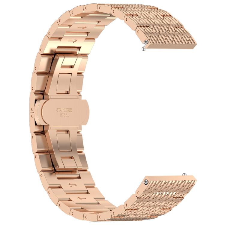 For OnePlus Watch 3 Twill Texture Stainless Steel Metal Watch Band(Rose Gold) by bashfashion