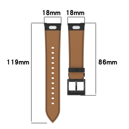 For Garmin Forerunner 265S Press Button 18mm Leather Watch Band(Black) by bashfashion