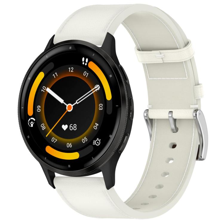 For Garmin Venu 3 Press Button 22mm Leather Watch Band(White) by bashfashion