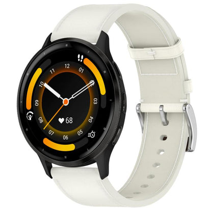 For Garmin Venu 3 Press Button 22mm Leather Watch Band(White) by bashfashion