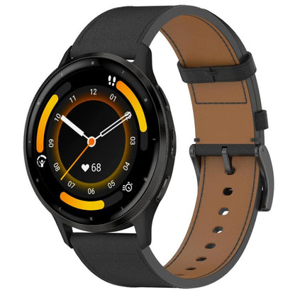 For Garmin Venu 3 Press Button 22mm Leather Watch Band(Black) by bashfashion