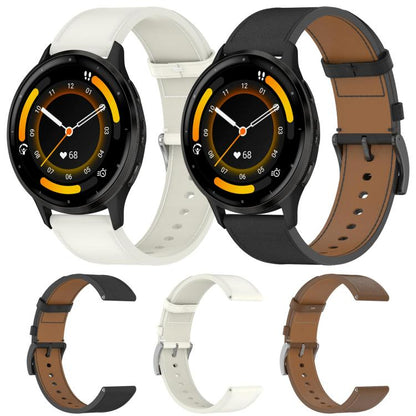 For Garmin Venu 3 Press Button 22mm Leather Watch Band(Black) by bashfashion