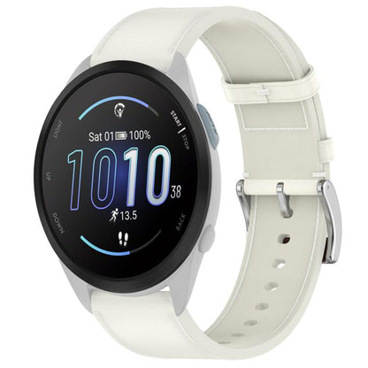 For Garmin Forerunner 165 Press Button 20mm Leather Watch Band(White) by bashfashion