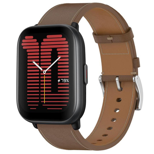 For Amazfit Active Press Button 20mm Leather Watch Band(Brown) by bashfashion
