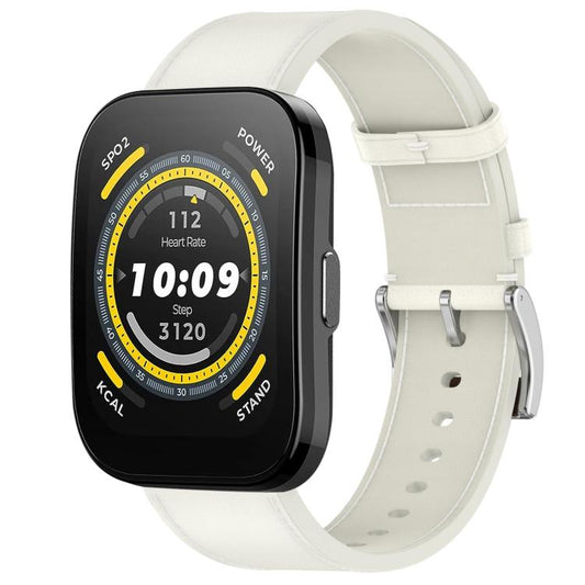 For Amazfit Bip 5 / GTR 4 Press Button 22mm Leather Watch Band(White) by bashfashion
