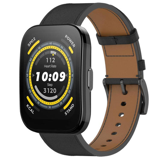 For Amazfit Bip 5 / GTR 4 Press Button 22mm Leather Watch Band(Black) by bashfashion