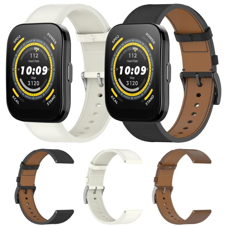 For Amazfit Bip 5 / GTR 4 Press Button 22mm Leather Watch Band(Brown) by bashfashion