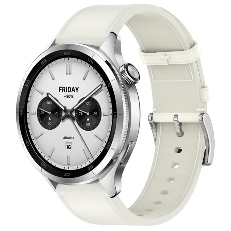 For Xiaomi Watch S4 Press Button 22mm Leather Watch Band(White) by bashfashion