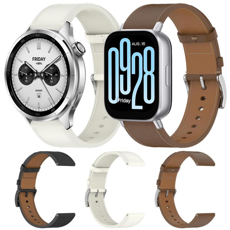 For Xiaomi Watch S4 Press Button 22mm Leather Watch Band(Brown) by bashfashion