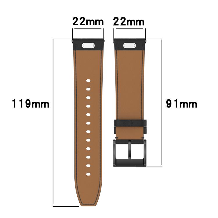 For Redmi Watch 5 Active / Watch 5 Lite Press Button 22mm Leather Watch Band(Brown) by bashfashion