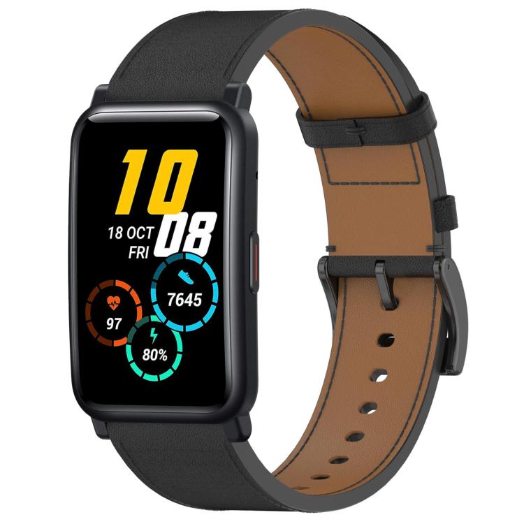 For Honor Watch ES / Magic Watch 2 42mm Press Button 20mm Leather Watch Band(Black) by bashfashion