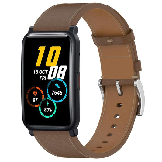 For Honor Watch ES / Magic Watch 2 42mm Press Button 20mm Leather Watch Band(Brown) by bashfashion