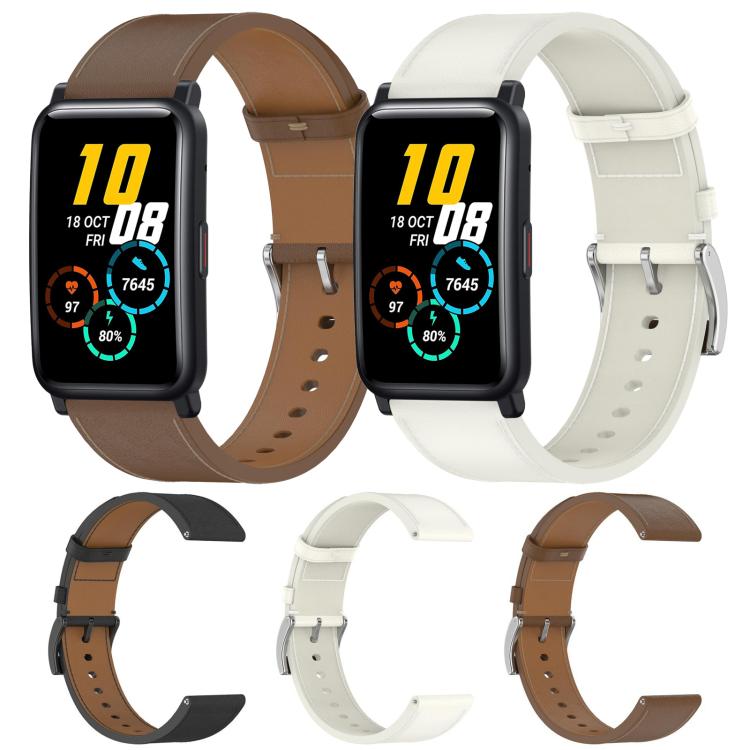 For Honor Watch ES / Magic Watch 2 42mm Press Button 20mm Leather Watch Band(White) by bashfashion