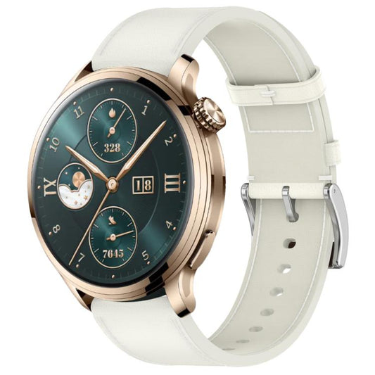 For Honor Watch 4 Pro Press Button 22mm Leather Watch Band(White) by bashfashion