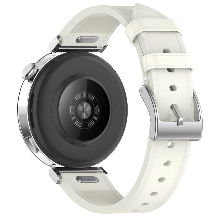 For Honor Watch 4 Pro Press Button 22mm Leather Watch Band(White) by bashfashion