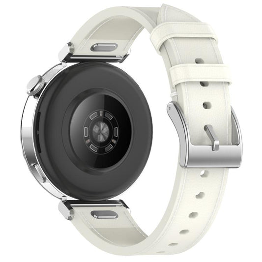 For Honor Watch 4 Pro Press Button 22mm Leather Watch Band(White) by bashfashion