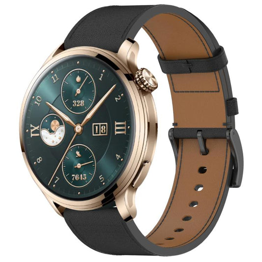 For Honor Watch 4 Pro Press Button 22mm Leather Watch Band(Black) by bashfashion